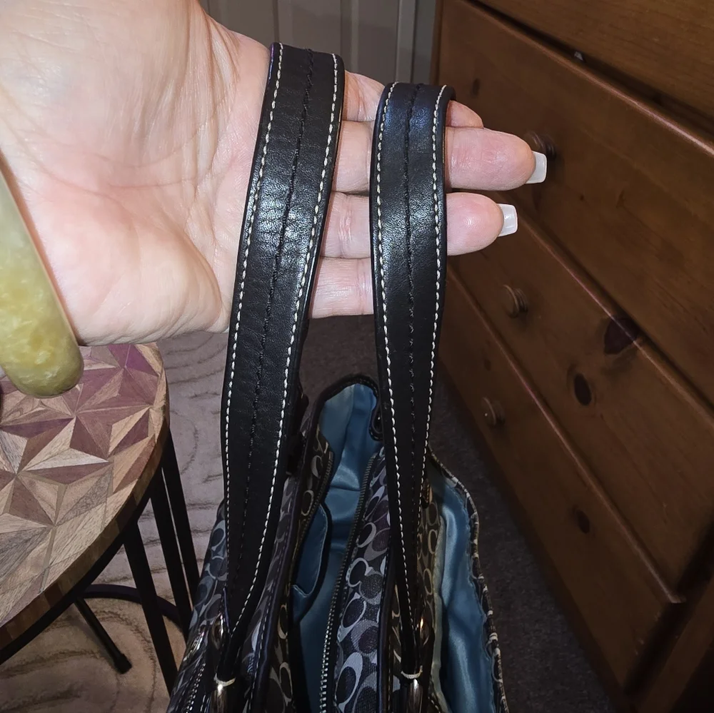 Coach Black and Silver Signature Jacquard Shoulder Bag